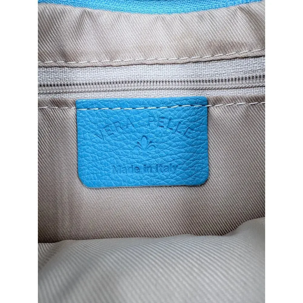 Vera Pelle Italian Baby Blue Crossbody purse